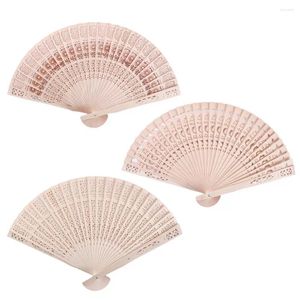 Dekorativa figurer Tillbehör Sandalwood Fan Handgjorda stansade trähandhållna blommor fans Po Prop Tool Folding Hollow Dance