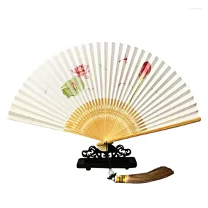 Estatuetas decorativas ventilador dobrável clássico chinês pintura a tinta vintage papel perfumado pintado à mão ventilador hanfu cheongsam