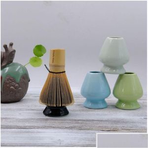 Spazzole per tè Porta frusta Supporto per matcha in ceramica Chasen Consegna giapponese verde goccia Casa Giardino Cucina Sala da pranzo Bar Articoli da tè Dhugd Dhtsp