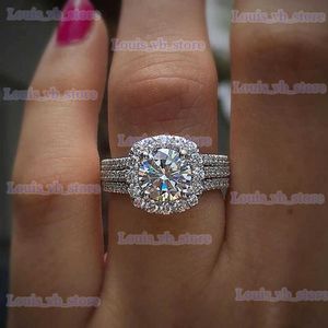 Band Rings Huitan Trendy Women Rings with Brilliant Cubic Zirconia Luxury Engagement Rings Fashion Wedding Party Jewelry Drop Shipping T240330