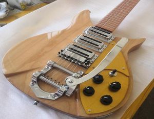 Custom Shop 6-saitige Ric-E-Gitarre aus Naturholz, 3 Tonabnehmer, B500 Tremolo-Brücke, E-Gitarre 2643563