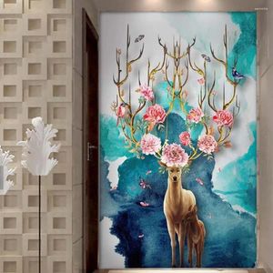 Papéis de parede 3d papéis de parede elk animal murais papel para sala de estar quarto decoração de casa impressa pintura po lona