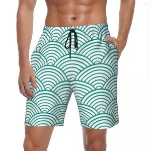 Pantaloncini da uomo verde Seigaiha Board estivo modello onda giapponese pantaloni corti sportivi uomo design casual costume da bagno taglie forti