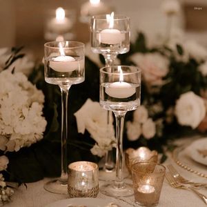 Candle Holders 3PCS/Set Glass Clear Goblet Candlestick For Wedding Candles Table Centerpieces Dining Room Home Party Decoration