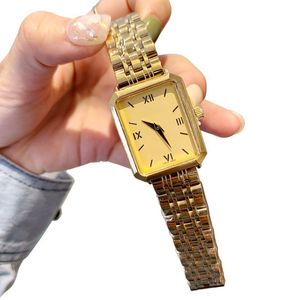 orologi da donna di lusso rettangolo Orologio da donna di moda di design di marca in oro Orologio da polso al quarzo con cinturino in acciaio inossidabile per donna Regalo di compleanno per la festa della mamma di San Valentino