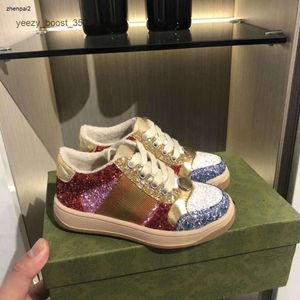 gglies scarpe lucide di lusso per ragazze ragazzi Design cuciture multicolori Sneakers per bambini Taglia 26-35 Scarpe casual per bambini stringate Scatola inclusa Sep05