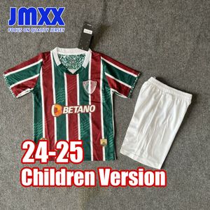 JMXX 24-25フルミネンスチャイルドサッカージャージーキットキッドユニフォームジャージーフットボールシャツ2024 2025トップアンドショーツ子供バージョン