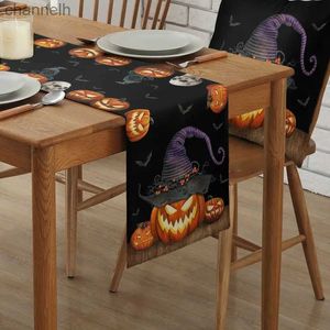 Table Runner Halloween Scary Pumpkin Bat Wedding Party Decoration Kitchen Dressing Cloth yq240330