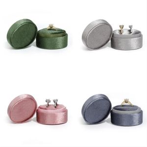 Partihandel Velvet Ring Box Elegant Oval Shape Single Double Ring Boxes Gift Fall för förlovningsbröllop ZZ