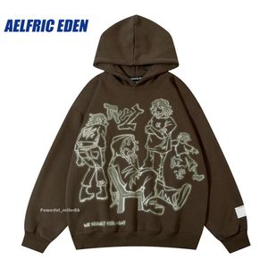 Herren Hoodies Sweatshirts Aelfric Eden Herren Y2k Cartoon Line Charakter Print Hoodie Harajuku Hip Hop Sweatshirt Pullover Mit Kapuze Streetwear Casual Tops 4392