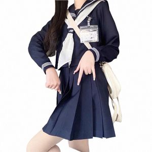 JK Japanese College Style Sailor Costume Women Sexig skjorta veckad kjol japansk skoluniform Jk Uniform Girl S-xxl M2VL#