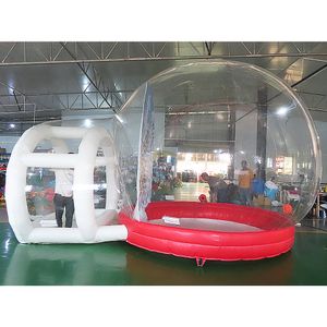 卸売りの屋外アクティビティ4M DIA+2Mトンネル大きな透明なインフレータブルドームバブルテント雪グローブ写真を撮るためのトンネルクリスマスバルーン