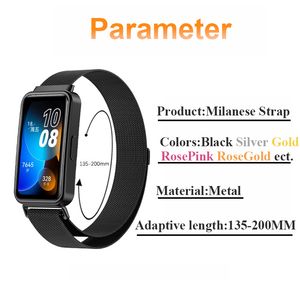 Metallrem för Huawei Band 8 -armband med skyddsfodral Skärm Mjuk TPU -ersättning Milanese Magnet Loop Huawei Watchband