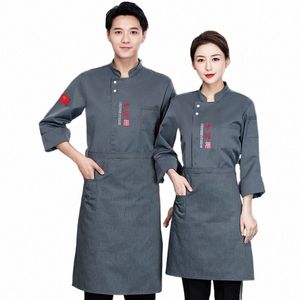 waterproof Hotel Chef Overalls Men's and Women's Lg Sleeves Autumn and Winter Snack Catering Restaurant Western Restaurant Rea h4tr#