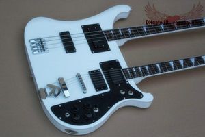 Toppkvalitet Double Neck Electric Bass Guitar 4 String Bass och6 String Guitar White Black Cherry Electric Guitar 1454735