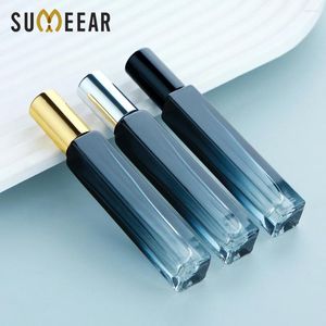 Storage Bottles 10/20/30Pcs 10ml Thich Glass Perfume Bottle High Quality Square Refillable Spray Gradient Blue Man Parfum