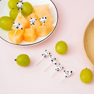 Forks 8pcs/set Mini Cute Cartoon Panda Fruit Fork Kids Picks Animal Children Cake Dessert Pick Toothpick Lunches Party Decoration