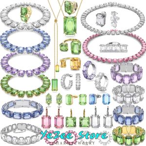 Set originale 2023 Trendy Crystal Trendy Sunny Sunny Luxuria Millenia Green Necclace Orecchini Bracciale Bracciale Set per donna