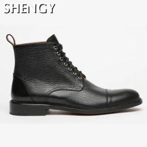 Boots Shoe Man Plus Size Botas de tornozelo Matin Men Sapatos Moda Lace Up Male Pu Leather Hightop Flats Outdoor Zapatos Hombre Extimente