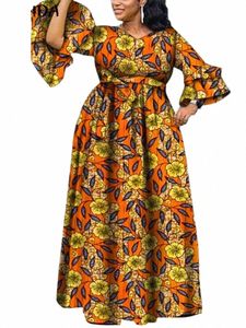 プラスサイズ5xl Vonda Bohemian Floral Printed Maxi dr Women sexy v-neck lg sleeフリルベスティドカジュアルルーズヴィンテージローブc5ai＃