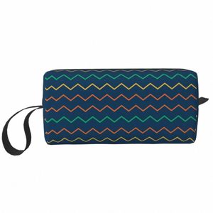 Reisemuster Bunte Zickzack Kulturbeutel Böhmische Geometrische Kosmetik Make-up Organizer Frauen Schönheit Aufbewahrungstaschen Dopp Kit Fall