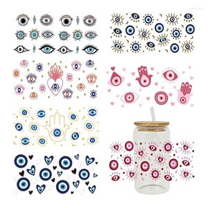 Window Stickers UV DTF Sticker Evil Eyes Theme For The 16oz Libbey Glasses Wraps Cup Can DIY Waterproof Easy To Use Custom Decals D7566