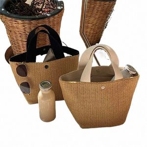 Strand Stroh Schulter Menger Tasche Frauen Böhmischen Sommer Woven Rattan Eimer Schulter Handtasche Handgemachte Umhängetaschen Für Frauen V5wg #