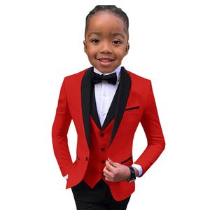 Slim Fit Boys Suit Set 3 Pieces Tuxedo For Formal Occasion Blazer Vest And Pants Kids Outfit Wedding Prom School Activities 240328