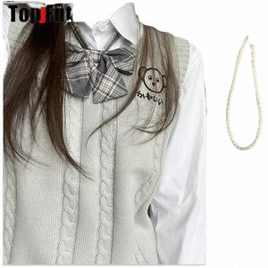 grey Japanese JK uniform knitted vest sweater school Uniform Cardigans JK UNIFORM white PANDA embroidery sweater 72zm#