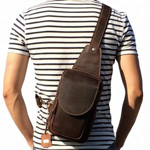 Alta Qualidade Homens Ombro Menger Bolsa De Couro De Vaca Homem Peito Saco De Couro Genuíno Corpo Cruz Vintage Homens Packs Travel Sling Bags K0xS #