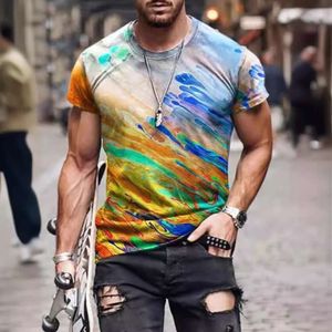 2024 TEMU Casual Trend Abstract 3D Impresso Camiseta Masculina de Manga Curta