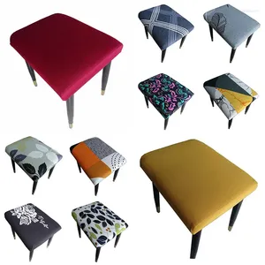 Chair Covers Elastic Printing Stool Slipcover Modern Rectangular Removable Anti-dirty Kitchen Case Retro Printed Stretch Cover