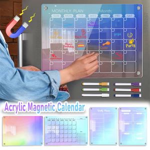 Красочный прозрачный акриловый магнитный календарь, доска на холодильник, магнит на холодильник, планировщик, еженедельное ежемесячное расписание, список дел 240325