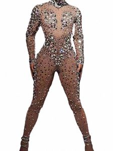 sexy Pearl Party Jumpsuit Stes Singer Dancer Performance Costume Birthday Prom Ball Nightclub Dance Playsuit d0Bx#