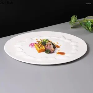 Placas de cor sólida Cerâmica Ponto flutuante Textura Placa plana Restaurante Sobessert Steak Sushi Dish Pasta Specialty Tableware