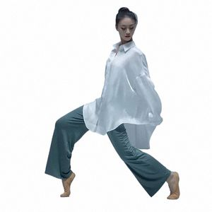 modern dance shirt, thin and elegant top, loose training clothes, immortal Chinese dance clothes, classical dance performance G2JT#