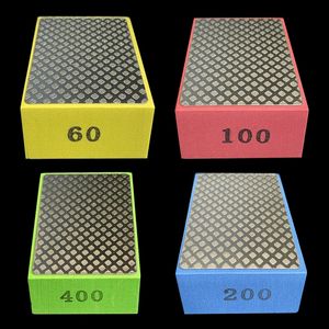 Portable Diamond Hand Polishing Pads Hand-held Abrasive Pads for Glass Wood Metal Tile Sanding Grinding 60/100/200/400# M4YD