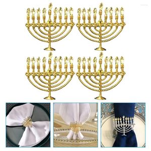 Table Cloth 4 Pcs European Serviette Buckle Party Ring Reusable Napkin Taper Holder El Alloy Banquet Gold Dainty Rings