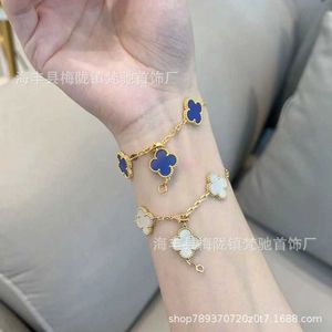 Original by designer Van Four Leaf Grass Five Flower Bracelet Womens 18k Rose V Gold Red Agate White Fritillaria Full Diamond Hand Jewelry jewelry