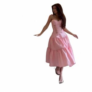 Fancy Sweetheart Pink Women Vintage Prom Dres ärm te -längd midi korta cocktail kvällsklänningar 2024 formell parti dr q0km#