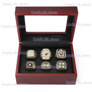 Anéis de banda 6 PCs/Conjunto de American Football Championship Ring Set Gift Gift Friend Ring Presente Fã de lembrança T240330