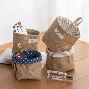 Storage Bags Nordic Style Small Hanging Wall Pocket Basket Sundries Organizer Cosmetic Cotton Linen Toy Bag