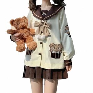 estilo japonês e coreano bonito novo jardim de infância JK uniforme bonito LG e terno de marinheiro de manga curta estilo urso anime k1cA #