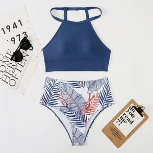 2023 High Waist Bikini Women High Neck Swimsuit Printed Swimwear Female Padded Beachwear Bathers Bathing Swimming Swim Suit