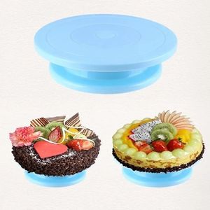 Cake Rotary Table Mini Plastic Fondant Cake Turntable Revolving Platform Round Cookie Stand Rotating Home Kitchen Accessory1. Skivspelare för fondantkakor