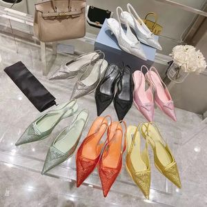 2024 Rhinestone Pumps women Fashion Summer autumn Brand Slip On Slingback Heel Sandal Stiletto Heeled Dress Shoe Designer Sexy Heels designer sandals heels