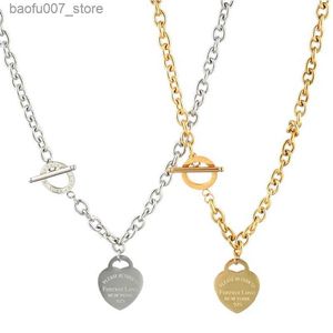 Ожерелья с подвесками, ожерелье из нержавеющей стали, женская цепочка в форме сердца с геометрией, трендовые ювелирные изделия 2021, подарки Q240331