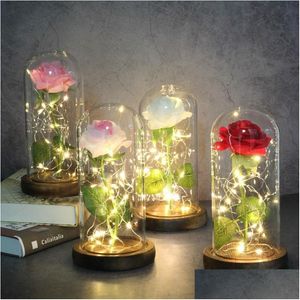 装飾的な花の花輪LEDガラス不滅ローズエンチャントギャラクシー装飾家具