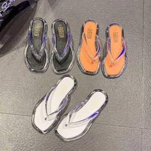 Slippers Pvc Transparent Flip Flops Shoes Women Flats Summer Sandals Fashion Beach Dress 2024 New Casual Female Zapatos Slides H240328