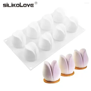 Baking Moulds SILIKOLOVE 8 Cavity 3D Tulip Silicone Mold For Mousse Cake Pastry Forms Food Grade Mould Soap Candle Making